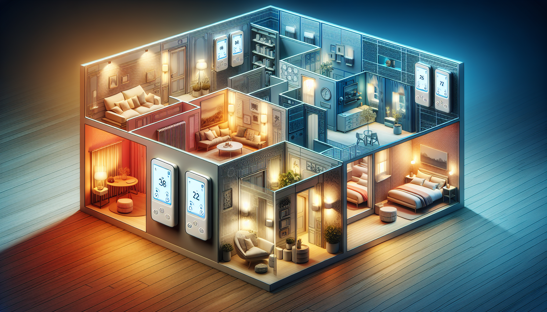 Maximizing Comfort and Efficiency: Is a Multi Zone HVAC System Right for Scottsdale Homeowners? 1 Illustration of a multi zone HVAC system with individual thermostats