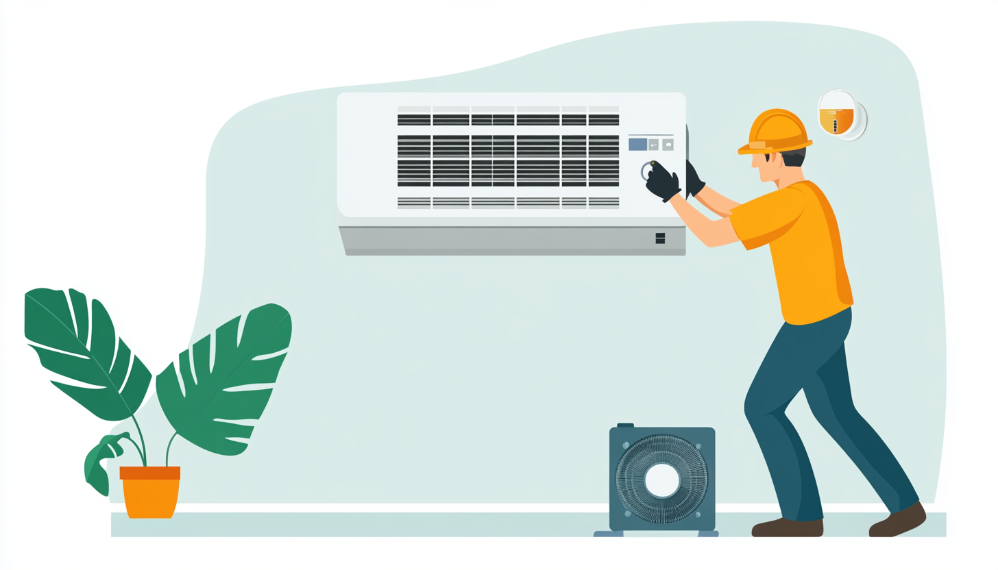 Essential maintenance tasks being performed on an air conditioning unit.